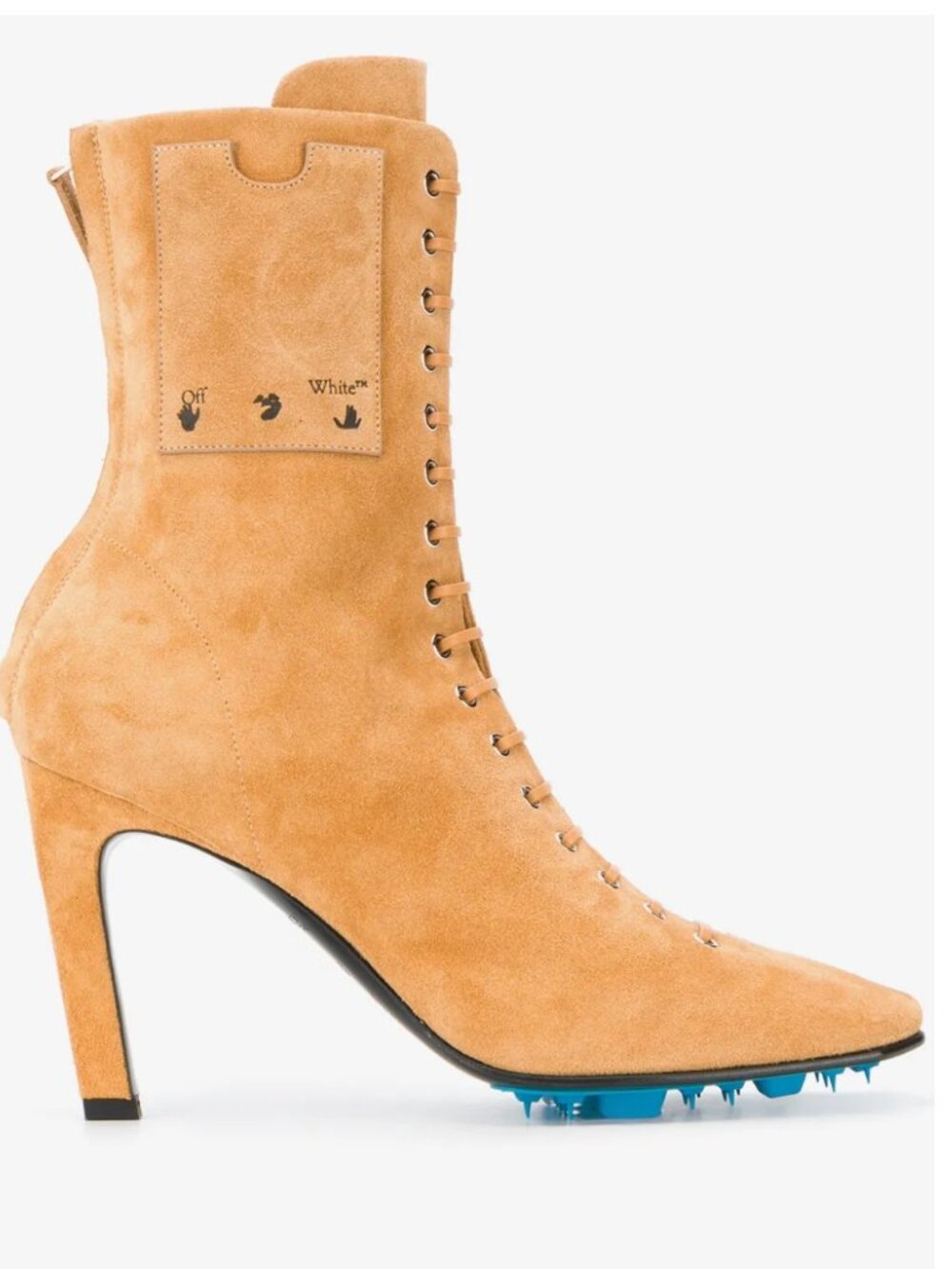 Off-White Virgil Abloh Velour Lace-Up High Heel Boots Beige EU 41 US 11 NIB